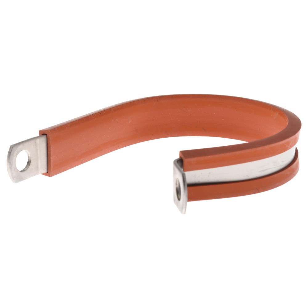 Made in USA Cushion Clamp: 2" Pipe, Stainless Steel, Red - STAR-SS-32HT
