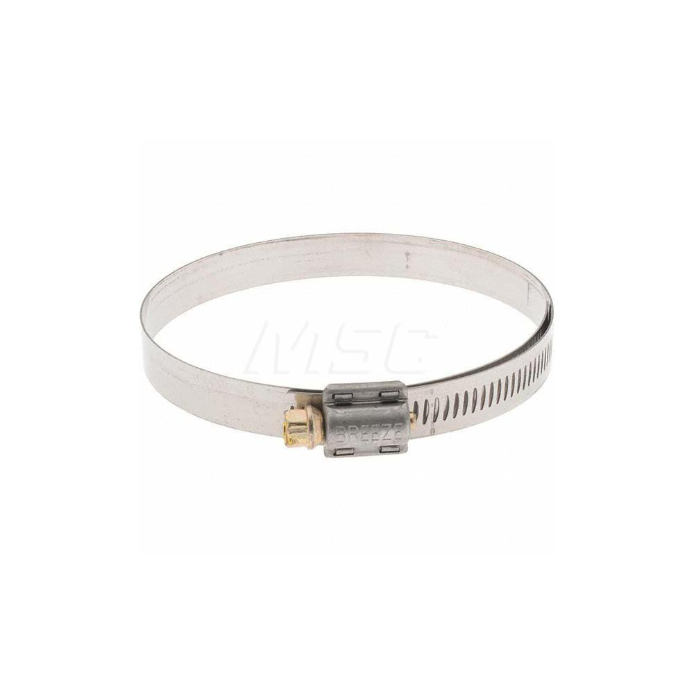 Made in USA Worm Gear Clamp: SAE 60, 3-5/16 to 4-1/4" Dia, Stainless Steel Band - 9260 BW
