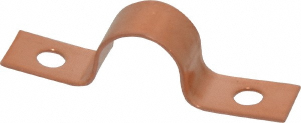 Mueller Industries Pipe or Tube Strap: 1/4" Pipe, 1/8" Tube, Copper, 2 Mount Holes - A 01203R
