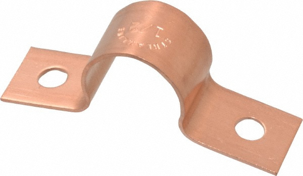 Mueller Industries Pipe or Tube Strap: 1/4" Pipe, 1/8" Tube, Copper, 2 Mount Holes - A 01203R