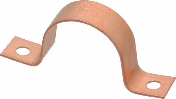 Mueller Industries Pipe or Tube Strap: 1/4" Pipe, 1/8" Tube, Copper, 2 Mount Holes - A 01203R