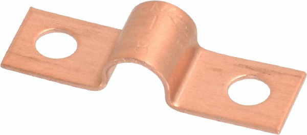 Mueller Industries Pipe or Tube Strap: 1/4" Pipe, 1/8" Tube, Copper, 2 Mount Holes - A 01203R
