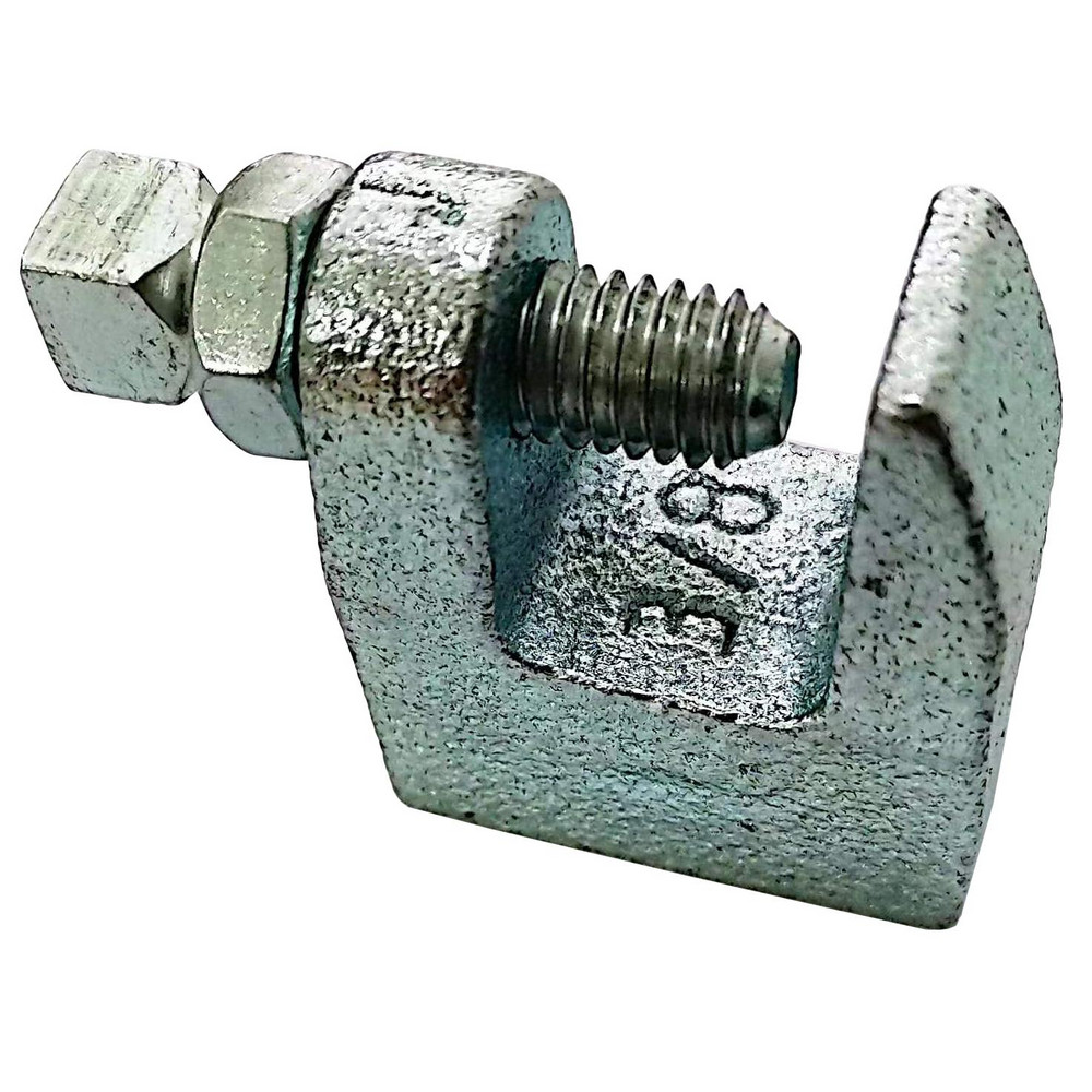 Anvil Beam Clamps & C-Clamps: Throat C-Clamp, Ductile Iron, Zinc, 500lbs. Top;250lbs. Bottom - 0500009097