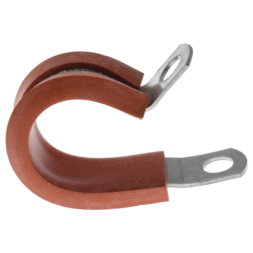 Made in USA Cushion Clamp: 3/4" Pipe, Galvanized Steel & Silicone Cushion, Gray & Red - STAR-GS-12HT