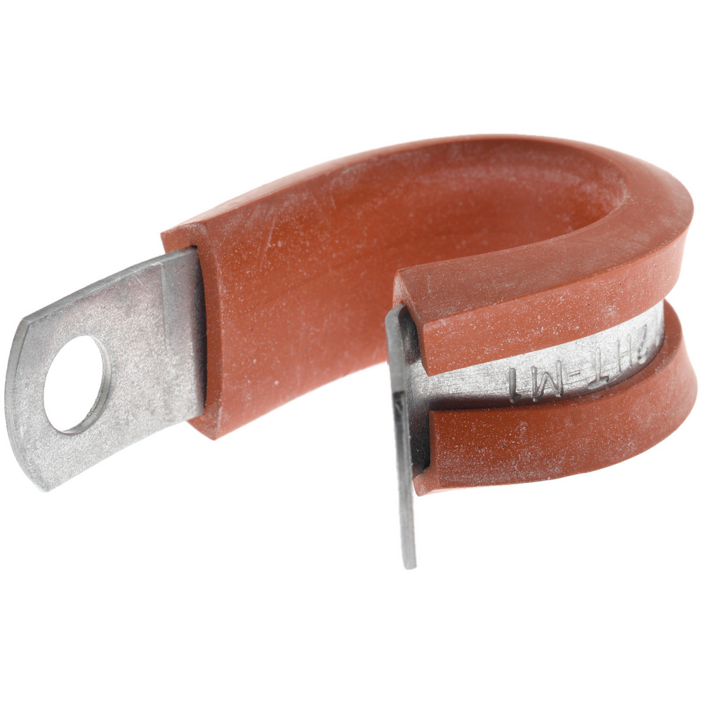 Made in USA Cushion Clamp: 3/4" Pipe, Galvanized Steel & Silicone Cushion, Gray & Red - STAR-GS-12HT