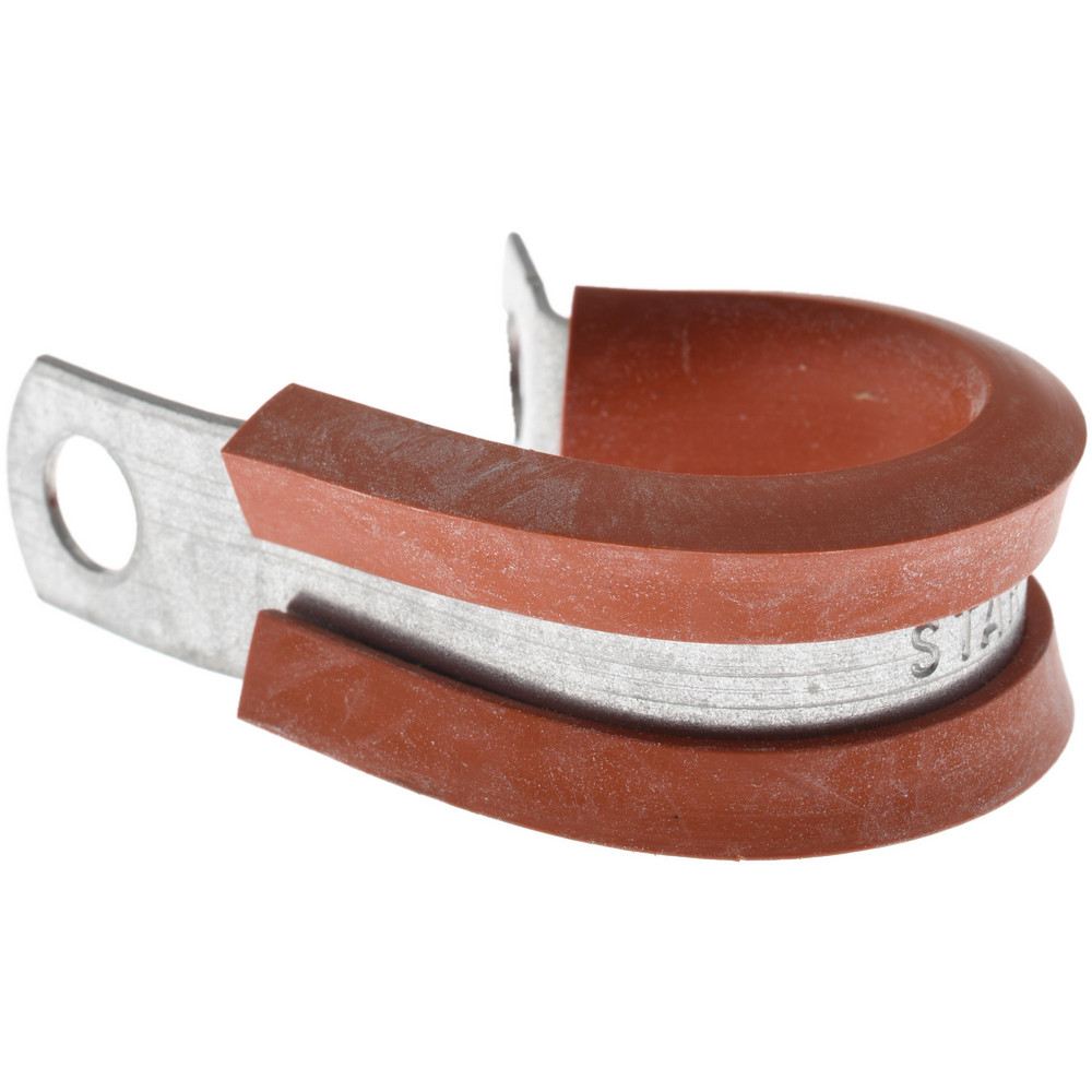 Made in USA Cushion Clamp: 3/4" Pipe, Galvanized Steel & Silicone Cushion, Gray & Red - STAR-GS-12HT