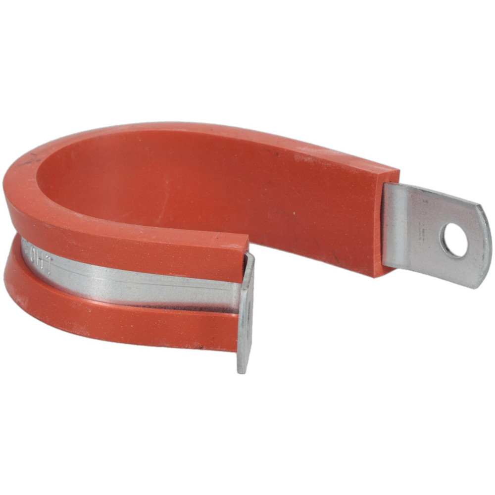 Made in USA Cushion Clamp: 3/4" Pipe, Galvanized Steel & Silicone Cushion, Gray & Red - STAR-GS-12HT