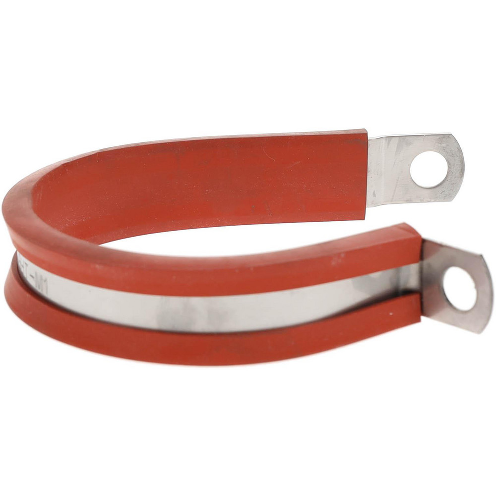 Made in USA Cushion Clamp: 1-3/4" Pipe, Stainless Steel, Red - STAR-SS-28HT