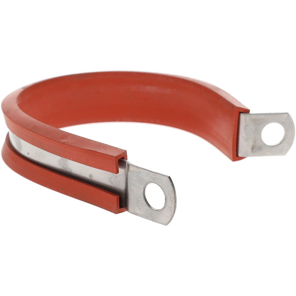 Made in USA Cushion Clamp: 1-3/4" Pipe, Stainless Steel, Red - STAR-SS-28HT