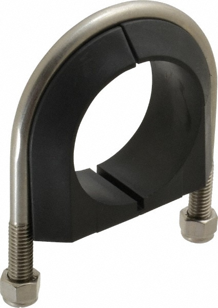ZSI U-Bolt Clamp with Cushion: 2" Pipe, Steel, Electro-Galvanized Finish - UB2PA