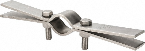 Empire Riser Clamp: 1-1/2" Pipe, 2-5/8" Tube, Stainless Steel, Blue & Silver - 50SS0150