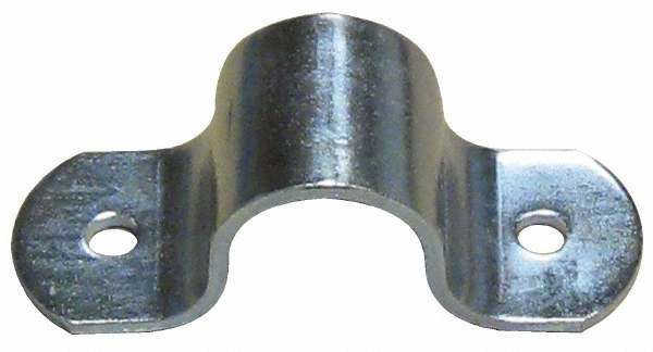 Empire Pipe or Tube Strap: 1-1/4" Pipe, 1.66" Tube, Carbon Steel, Electrogalvanized Finish, 2 Mount Holes - 180G0125