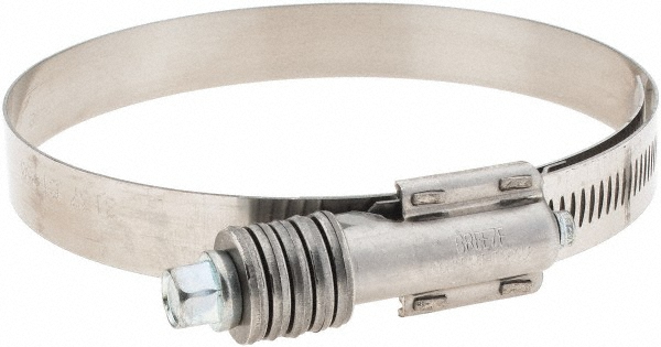 Made in USA Worm Gear Clamp: SAE 462, 3-3/4 to 4-5/8" Dia, Stainless Steel Band - CT 450 L SS BW