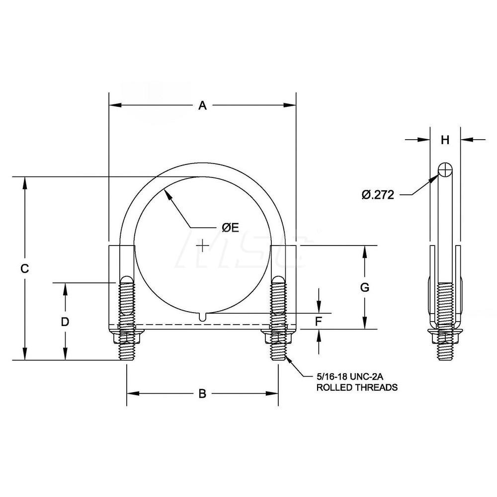 Made in USA Pipe & Cable Hanger: 2-1/4" Pipe, Steel, Zinc-Plated - PC225T1