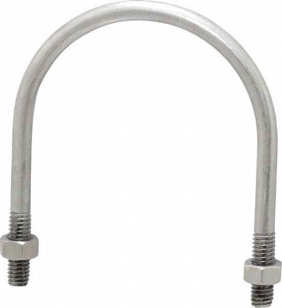 ZSI U-Bolt Clamp with Cushion: 1/2" Pipe, 316 Stainless Steel - UB1/2PA6