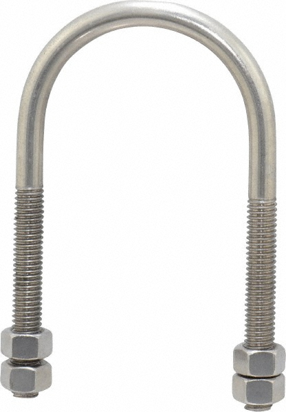 ZSI U-Bolt Clamp with Cushion: 1/2" Pipe, 316 Stainless Steel - UB1/2PA6