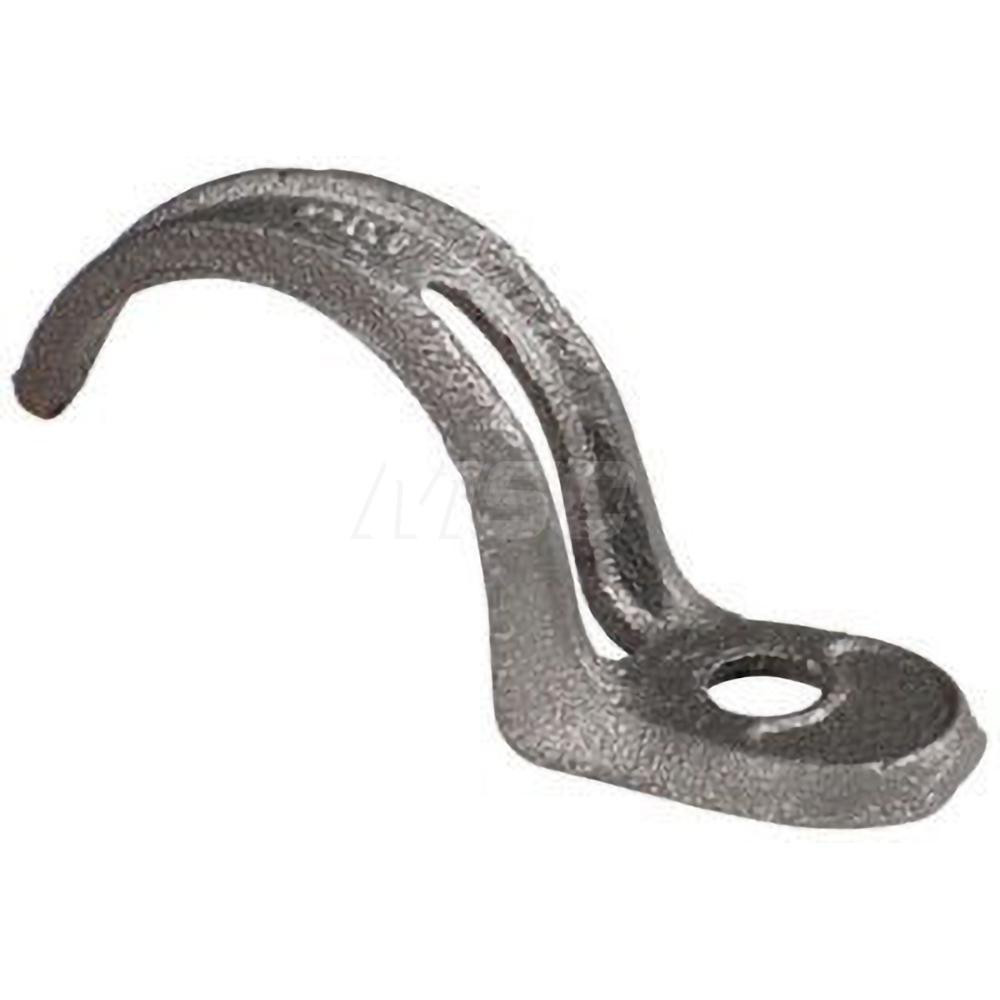 Anvil Pipe or Conduit Strap: 3/4" Pipe, 3/4" Tube, Malleable Iron, Plated Finish, 1 Mount Hole, Bolt Down & Screw-On - 0500015029