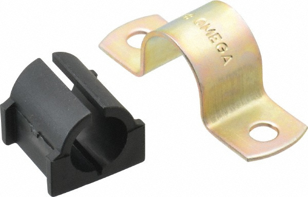 ZSI Tube Strap with Cushion: 5/8" Tube, Steel, Zinc Finish, 2 Mount Holes - 010M013