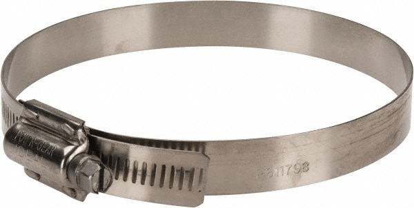 Made in USA Worm Gear Clamp: SAE 362, 2-3/4 to 3-5/8" Dia, Stainless Steel Band - HTM 350 BW