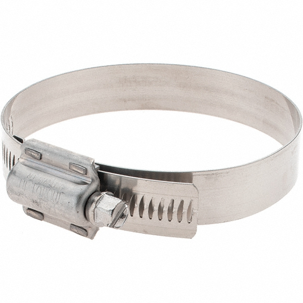 Made in USA Worm Gear Clamp: SAE 362, 2-3/4 to 3-5/8" Dia, Stainless Steel Band - HTM 350 BW