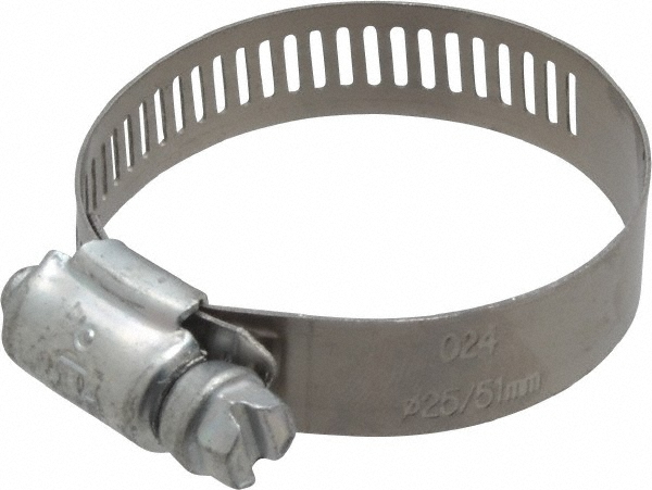IDEAL TRIDON Worm Gear Clamp: SAE 24, 1-1/16 to 2" Dia, Stainless Steel Band - 620024706