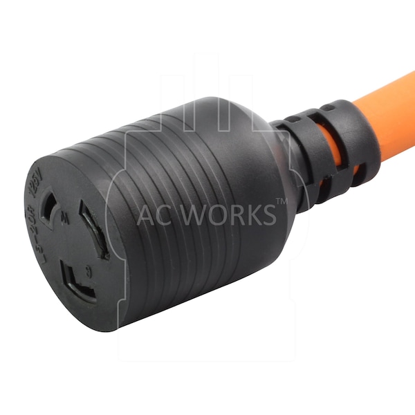 Ac Works 1FT Adapter Cord 15A Household Plug to L5-20R 20A Locking Female Connector - S515L520-012