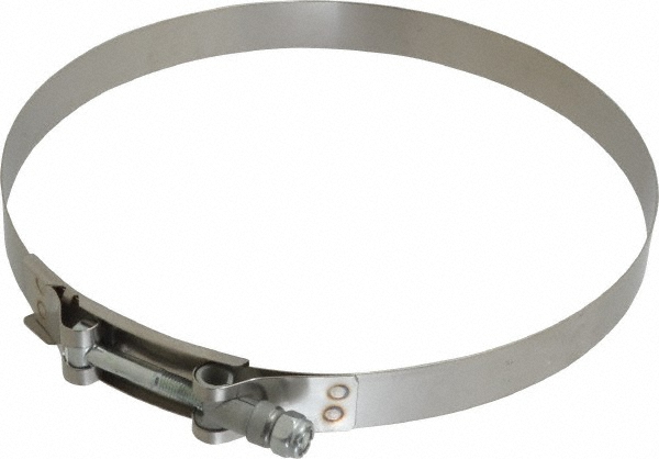 Campbell Fittings T-Bolt Band Clamp: 7.27 to 7.56" Hose, 3/4" Wide, Stainless Steel - 30050-0750-051