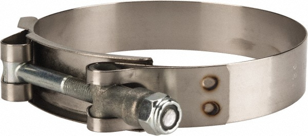 Campbell Fittings T-Bolt Band Clamp: 7.27 to 7.56" Hose, 3/4" Wide, Stainless Steel - 30050-0750-051