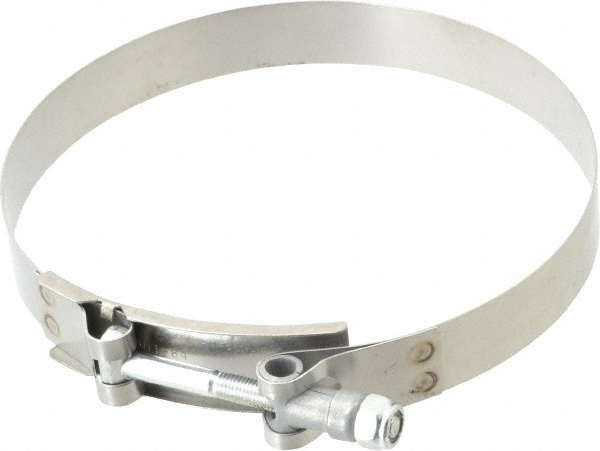 Campbell Fittings T-Bolt Band Clamp: 7.27 to 7.56" Hose, 3/4" Wide, Stainless Steel - 30050-0750-051