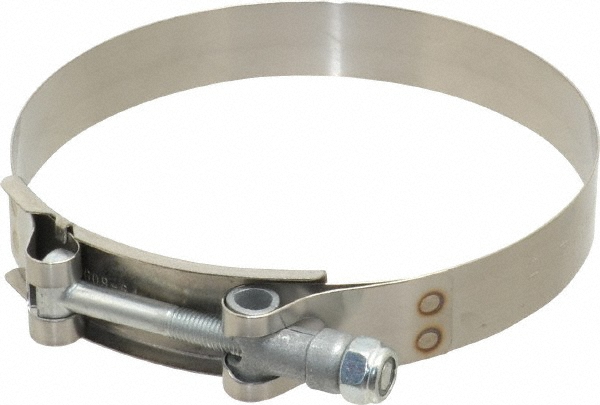 Campbell Fittings T-Bolt Band Clamp: 7.27 to 7.56" Hose, 3/4" Wide, Stainless Steel - 30050-0750-051