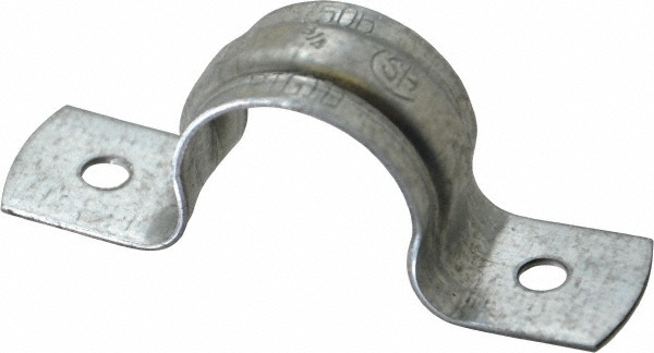 Thomas & Betts Pipe or Conduit Strap: 1-1/2" Pipe, 1-1/2" Tube, Steel, Hot-Dipped Galvanized Finish, 1 Mount Hole, Screw-On - 1280