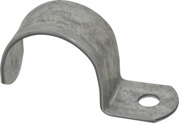 Thomas & Betts Pipe or Conduit Strap: 1-1/2" Pipe, 1-1/2" Tube, Steel, Hot-Dipped Galvanized Finish, 1 Mount Hole, Screw-On - 1280