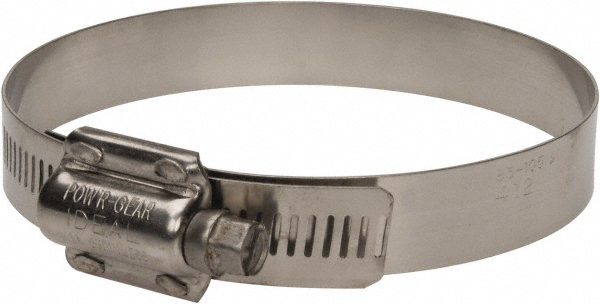 Made in USA Worm Gear Clamp: SAE 412, 3-1/4 to 4-1/8" Dia, Stainless Steel Band - HTM 400 BW