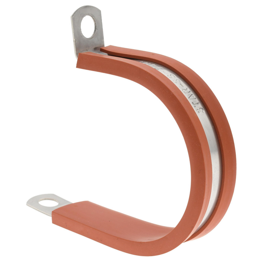 Made in USA Cushion Clamp: 1-1/2" Pipe, Stainless Steel, Red - STAR-SS-24HT