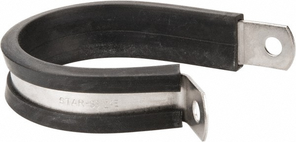 Made in USA Cushion Clamp: 1-1/2" Pipe, Stainless Steel, Red - STAR-SS-24HT
