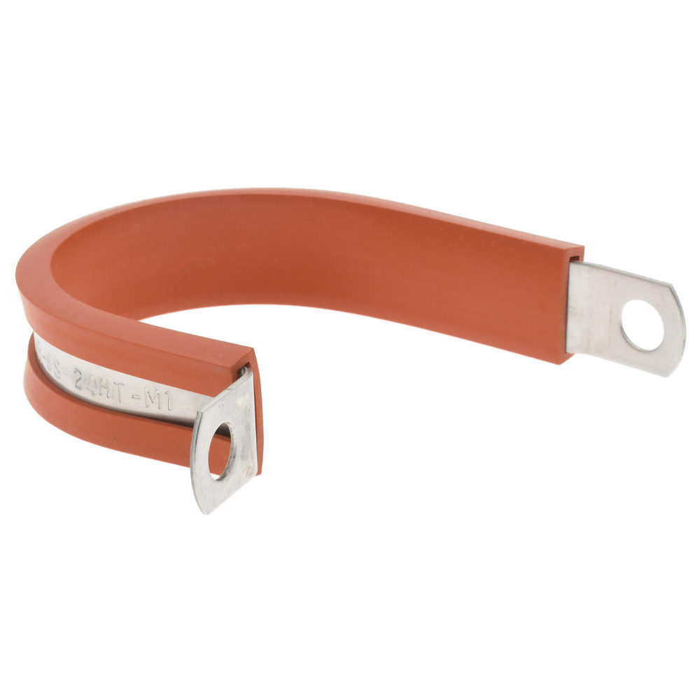 Made in USA Cushion Clamp: 1-1/2" Pipe, Stainless Steel, Red - STAR-SS-24HT
