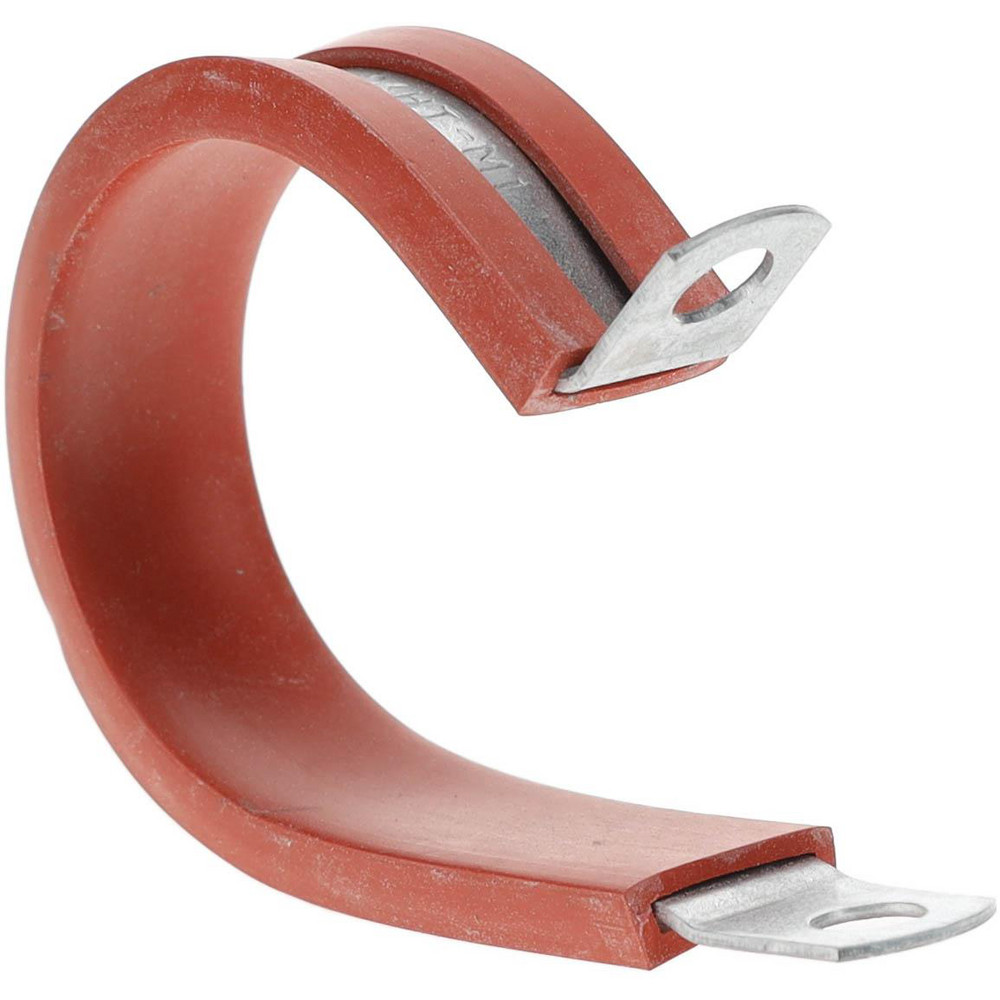 Made in USA Cushion Clamp: 1-1/2" Pipe, Stainless Steel, Red - STAR-SS-24HT