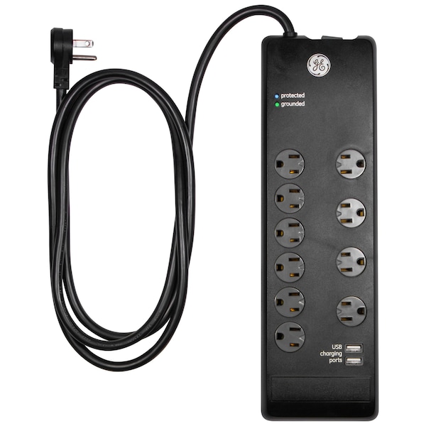 Ge Surge, 10 Outlet 6Ft Cord 2USB Port 2.1A - 14096