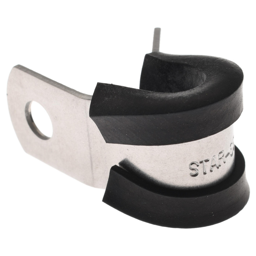 Made in USA Cushion Clamp: 1" Pipe, Stainless Steel, Blue & Silver - STAR-SS-16HT