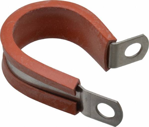 Made in USA Cushion Clamp: 1" Pipe, Stainless Steel, Blue & Silver - STAR-SS-16HT