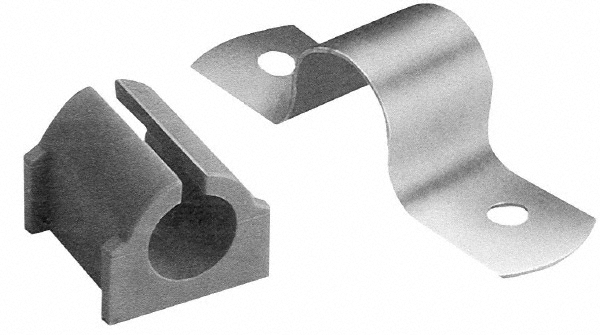 ZSI Pipe Strap with Cushion: 1/2" Pipe, Stainless Steel, 2 Mount Holes - P014MS017