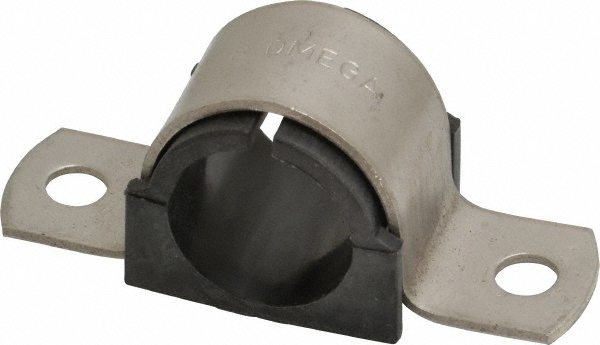 ZSI Pipe Strap with Cushion: 1/2" Pipe, Stainless Steel, 2 Mount Holes - P014MS017