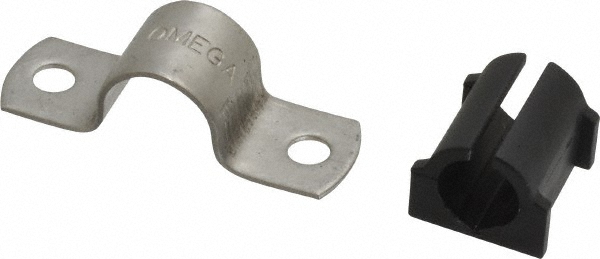 ZSI Pipe Strap with Cushion: 1/2" Pipe, Stainless Steel, 2 Mount Holes - P014MS017