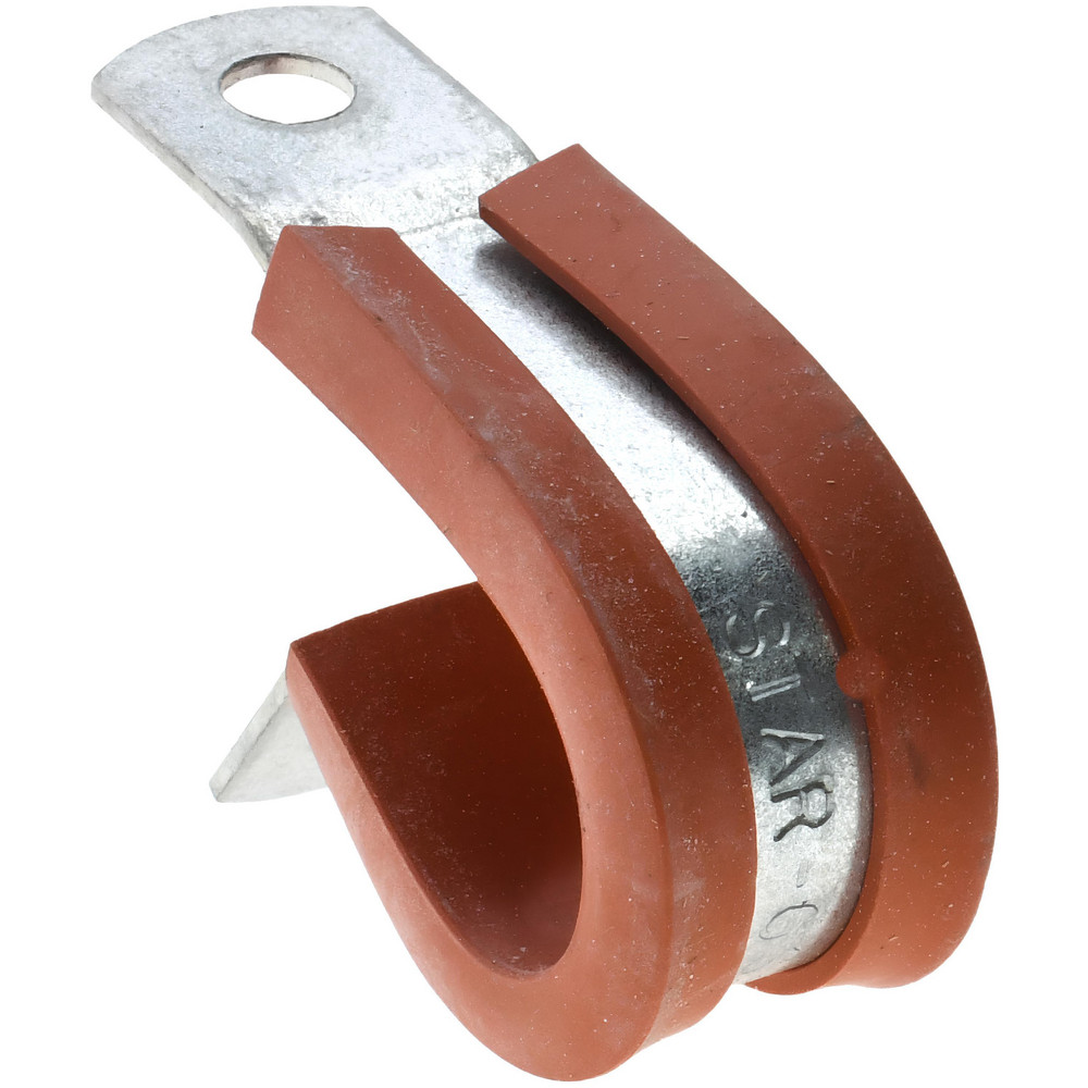 Made in USA Cushion Clamp: 5/8" Pipe, Galvanized Steel & Silicone Cushion, Gray & Red - STAR-GS-10HT