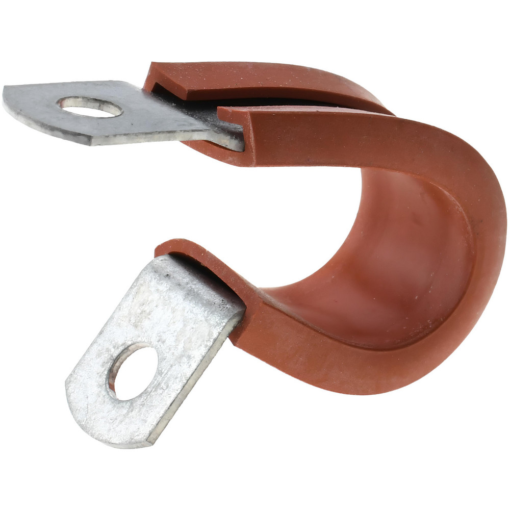 Made in USA Cushion Clamp: 5/8" Pipe, Galvanized Steel & Silicone Cushion, Gray & Red - STAR-GS-10HT