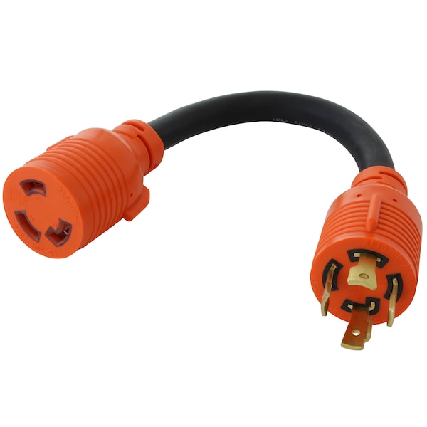 Ac Works 1ft 3-Phase 30A 250V L15-30P 4-Prong Plug to L6-30R Locking 250V Connector - L1530L630-012
