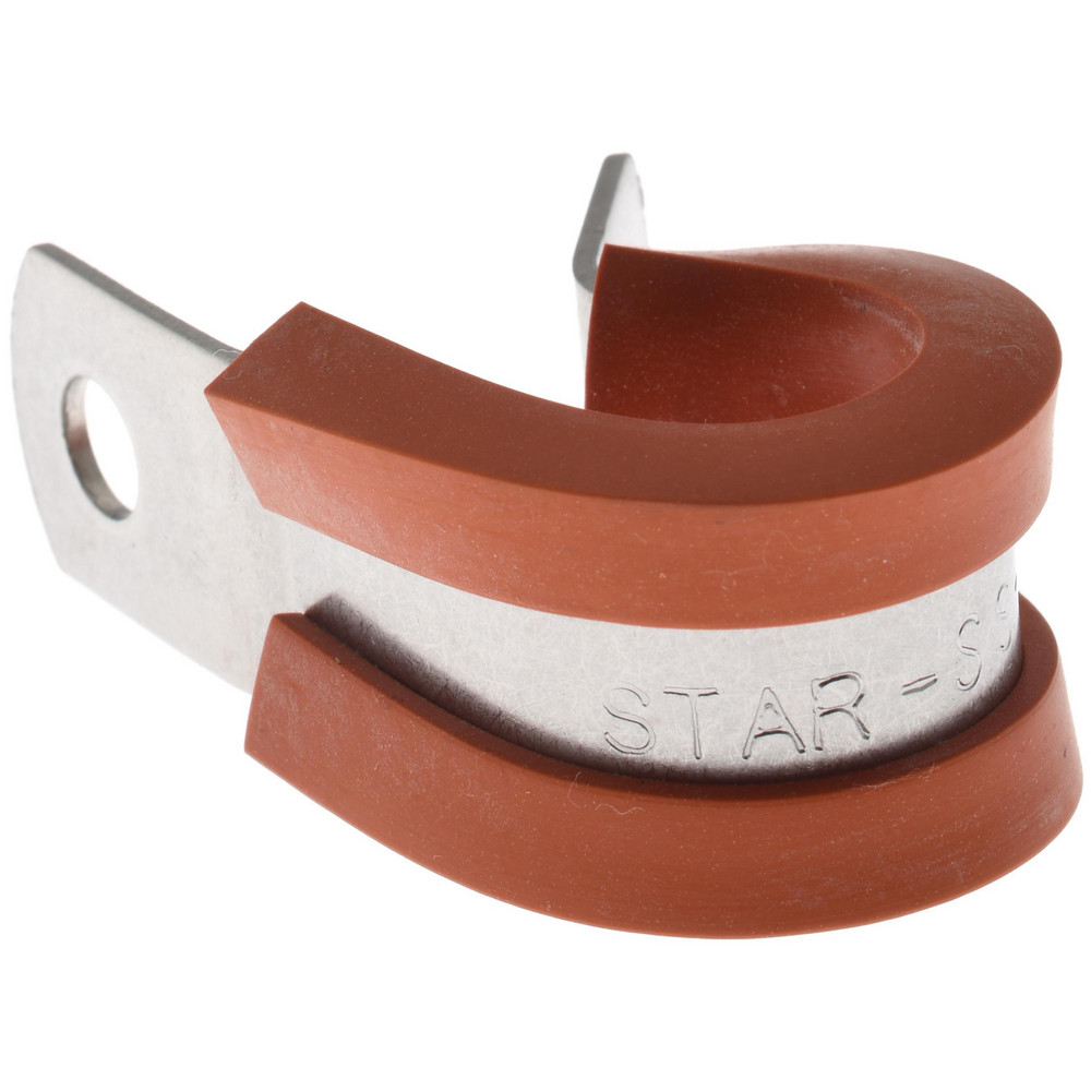 Made in USA Cushion Clamp: 1/2" Pipe, Stainless Steel, Red - STAR-SS-8HT
