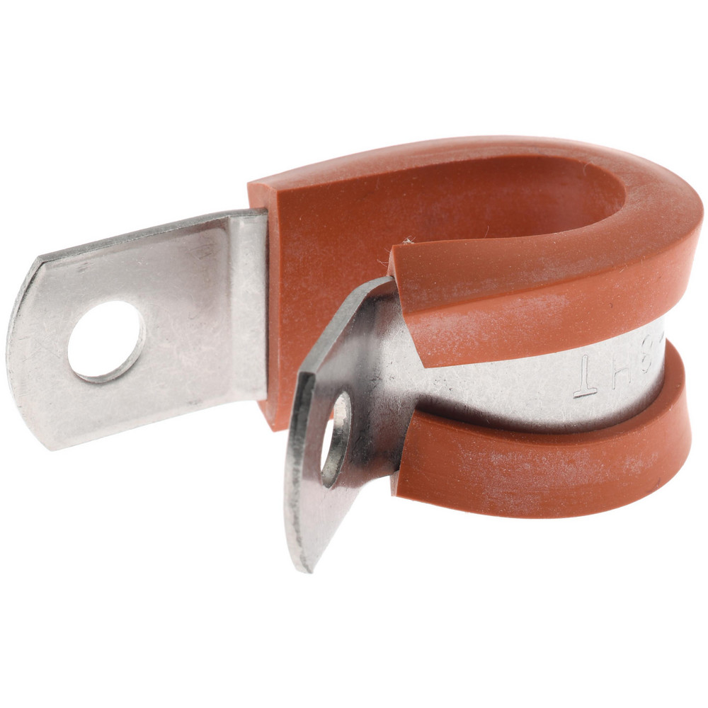 Made in USA Cushion Clamp: 1/2" Pipe, Stainless Steel, Red - STAR-SS-8HT