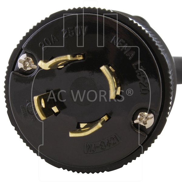 Ac Works 1FT L15-20P 3-Phase 20A 250V 4-Prong Plug to 6-15/20R 250V 15/20A T-Blade - L1520620-012
