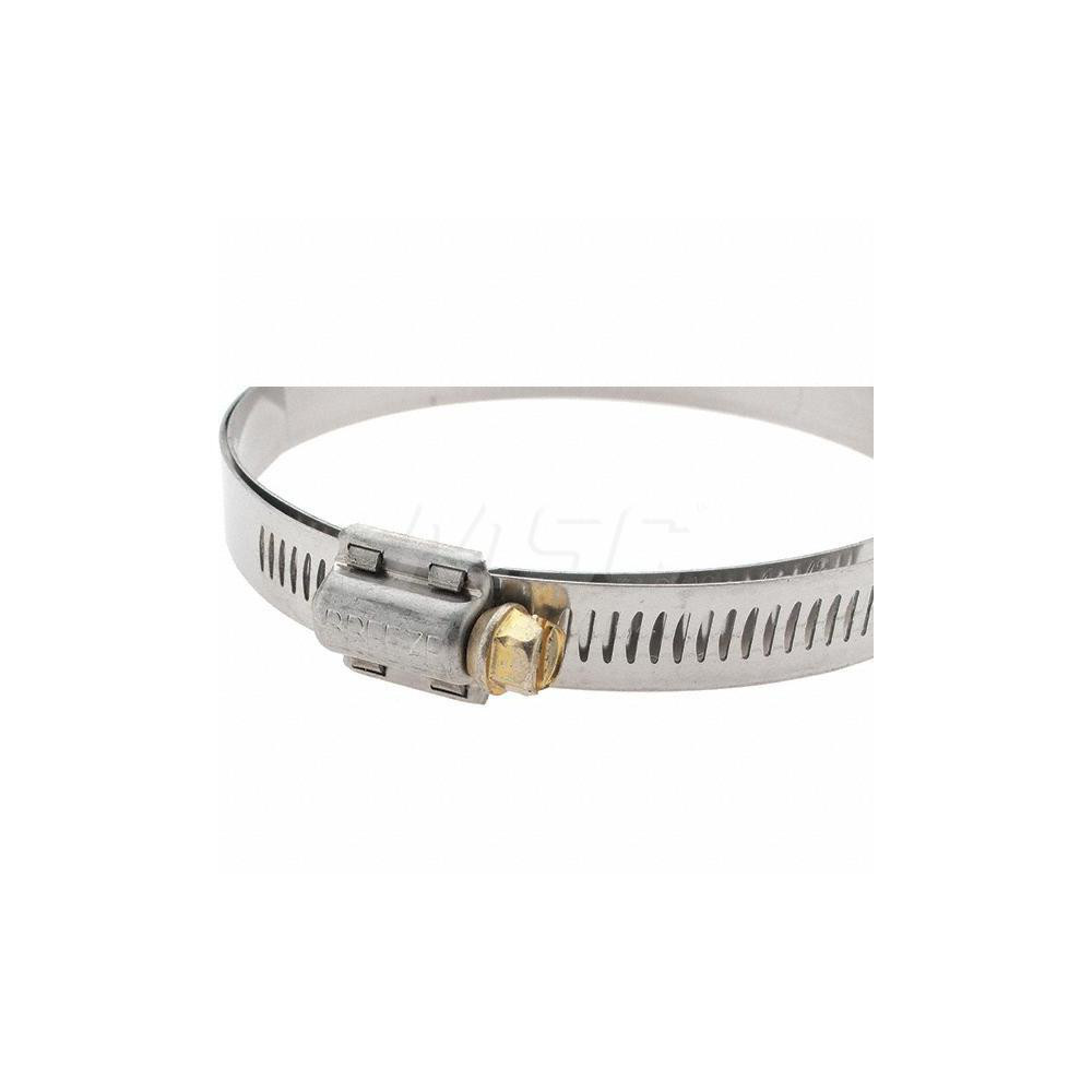 Made in USA Worm Gear Clamp: SAE 64, 3-9/16 to 4-1/2" Dia, Stainless Steel Band - 9264 BW